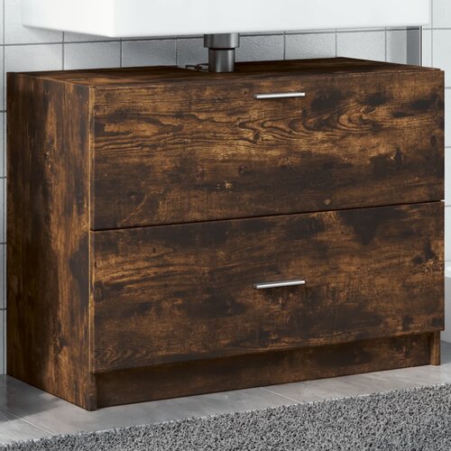 VidaXL Ormarić za umivaonik boja dimljenog hrasta 78x37x59 cm drveni Slike