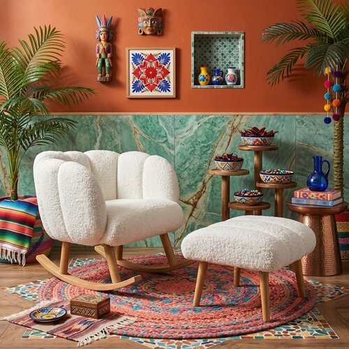 Atelier Del Sofa fotelja sa taburom Lotus, bela Slike