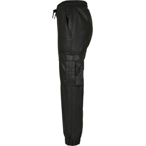 UC Ladies Women's Cargo Pants Made of Faux Leather Black Cene