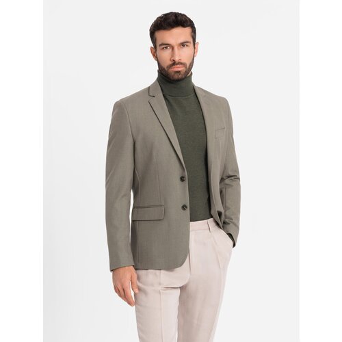 Ombre Elegant men&amp;#039;s plaid blazer with wool blend - grey Slike