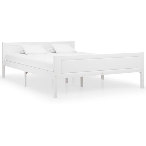  Posteljni okvir iz trdne borovine bel 140x200 cm Slike