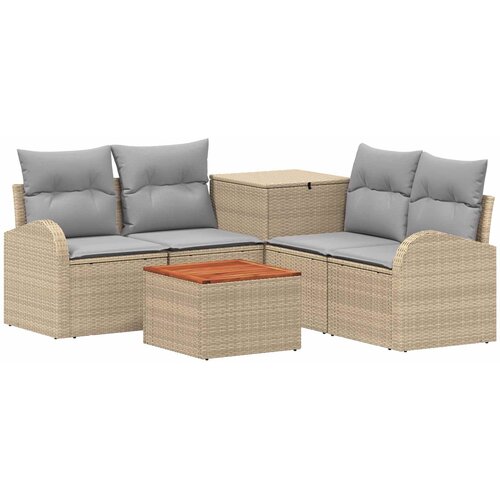  Set sofe 6 kom. Bež i svijetlo siva Poli Rattan i čelik Slike