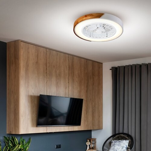  Brilagi-LED prigu&amp;scaron;iva svetiljka sa ventilatorom LED/30W/230V 3000-6500K bela/hrast + daljinski upravljač Slike