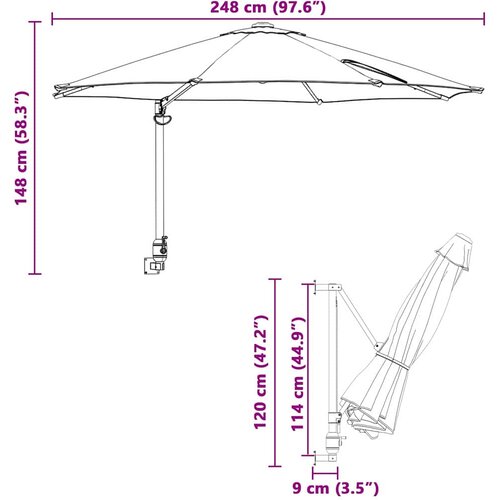  Vrtni suncobran Sivo-smeđa 248 x 248 x 148 cm Poliester i čelik Slike