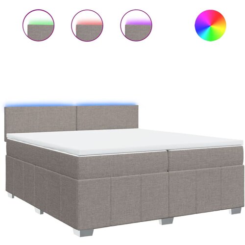 VidaXL Krevet s oprugama i madracem smeđesivi 200x200 cm od tkanine Slike