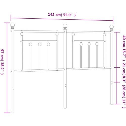  Metalno uzglavlje crno 135 cm Slike