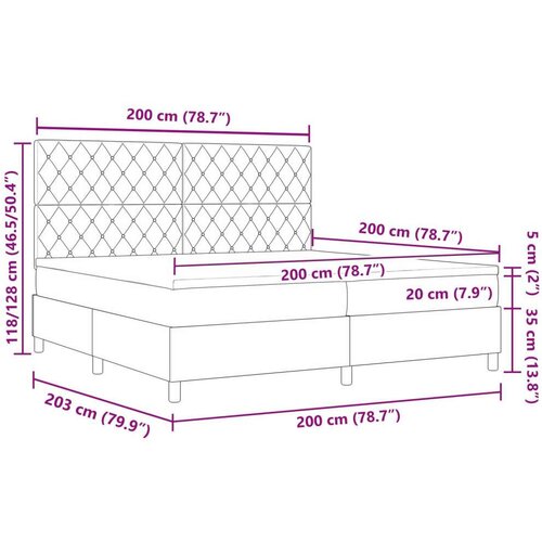 Box Spring Krevet s Madracem Tamno Sivi 200x200 cm Bar&amp;scaron;un Slike