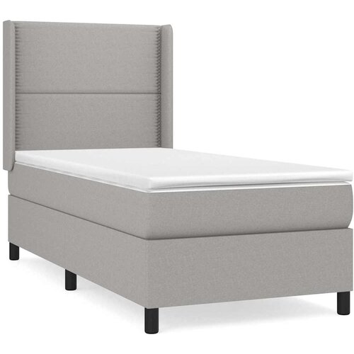  Krevet s oprugama i madracem svjetlosivi 100x200 cm od tkanine Slike