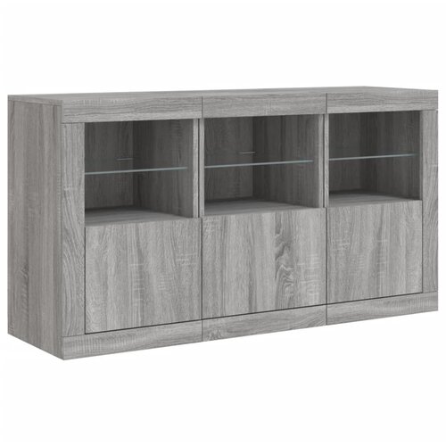  Komoda s LED svjetlima boja sivog hrasta 123x37x67 cm Siva Slike