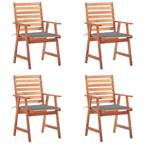  Zunanji jedilni stoli 4 kosi z blazinami trden akacijev les Slike