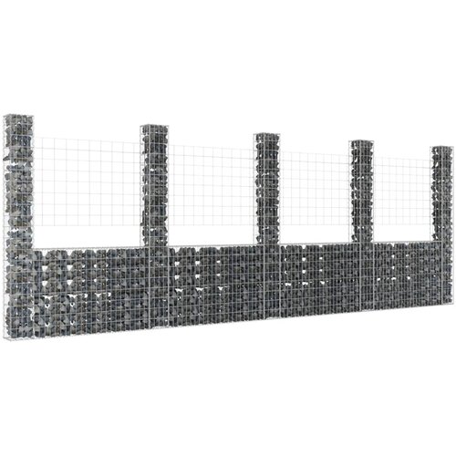 vidaXL gabion košara u-oblike s 5 stebri železo 500x20x200 cm Cene