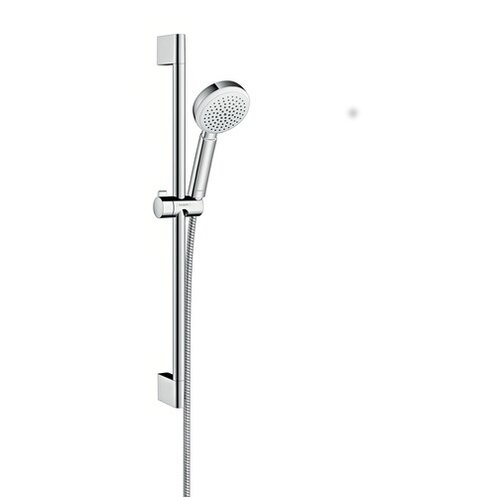 Hansgrohe Crometta 100 650 White Chrome tu&amp;scaron; set: ručni tu&amp;scaron; sa 1 mlazom, Metaflex C 1600 crevo za tu&amp;scaron; i usponska &amp;scaron;ipka sa kliznim držačem 26652400 Slike