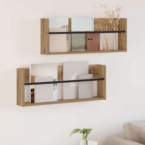  Polica za časopise Zidne 2 pcs Umjetnički hrast 80 x 12 x 30 cm Cene
