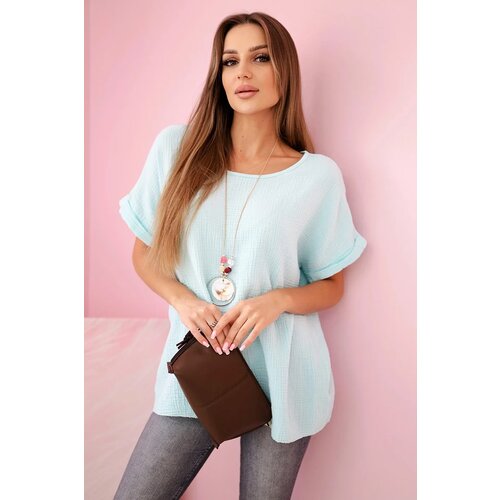 Kesi Włoski Muslin blouse with a necklace mint Cene