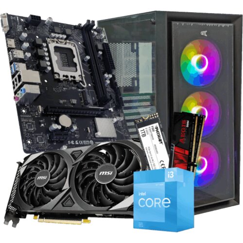 GNC GAMER VOYAGER i3-12100F, H610, 32 GB DDR4, 1TB NVMe, RTX 3060 12GB, PSU 650W, gaming kuci&scaron;te Cijene