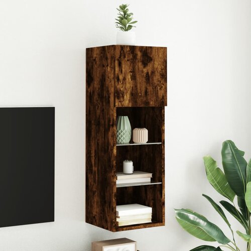 VidaXL TV omarica z LED lučkami dimljeni hrast 30,5x30x90 cm Slike