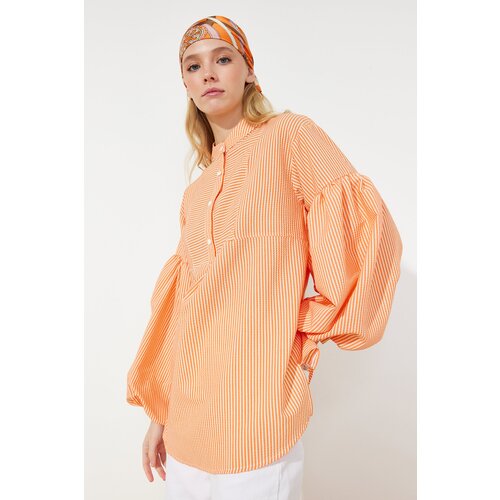 Trendyol Orange Balloon Sleeve Seeerly Woven Tunic Cene