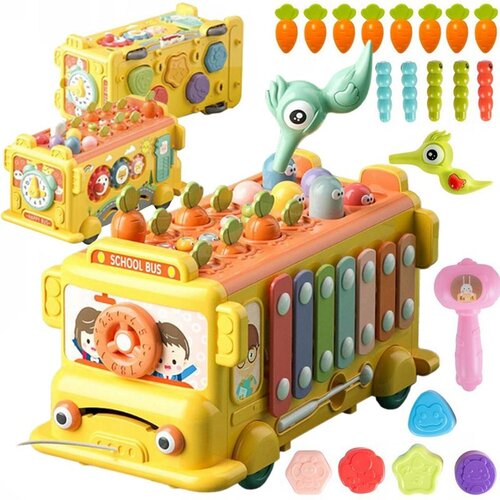 Woopie dječji interaktivni Montessori obrazovni autobus 6u1 čekić činele +18 m Cijene