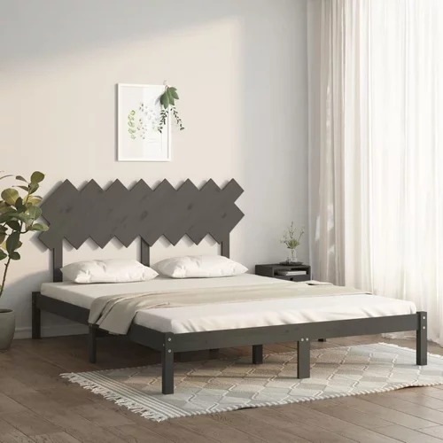 vidaXL okvir za krevet sivi 160x200 cm od masivne borovine