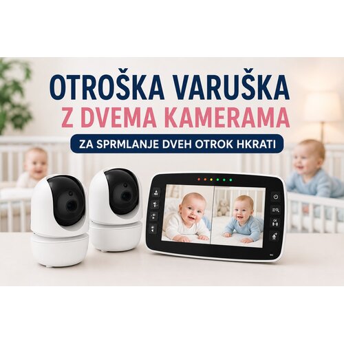 Baby Monitor Otro&amp;scaron;ki monitor z DVEMA KAMERAMA, 5-palčni video otro&amp;scaron;ki monitor z daljinskim upravljanjem kamere za obračanje in nagibanje ter povečavo, (5000248120) Slike