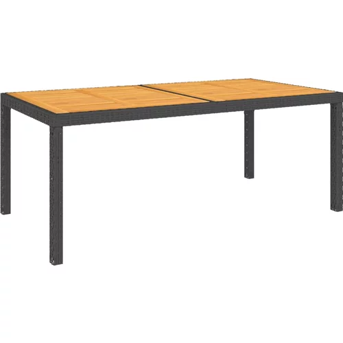 vidaXL Vrtni stol od poliratana i bagremovog drva 150x90x75 cm crni
