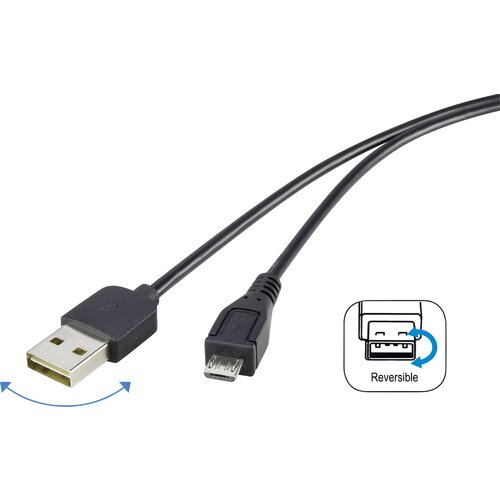 Renkforce USB kabel USB 2.0 USB-A vtič\, USB-mikro-B vtič 1.80 m črna primeren za obojestranski priključek \, pozlačeni konektorji RF-4096110, (20416153) Cene