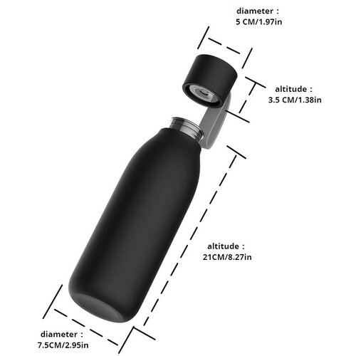 INF Pametna steklenica za vodo z UV sterilizacijo in indikatorjem baterije Black, (5000179099) Cene