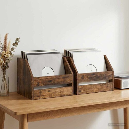  Kutija za vinilne albume 2 kom. Dimljeni hrast 38 x 30 x 29 cm Cene
