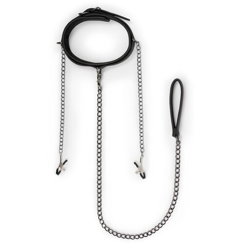 EasyToys Fetish Collection Leather Collar With Nipple Chains Slike
