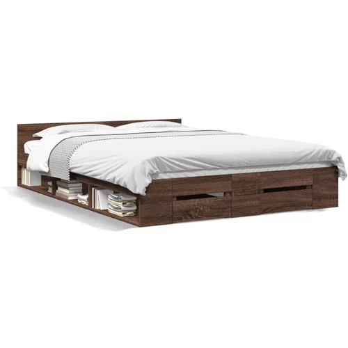  Okvir kreveta s ladicama boja smeđeg hrasta 120x190 cm