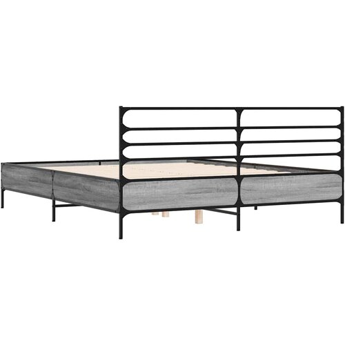  Okvir za krevet boja hrasta 150x200cm konstruirano drvo i metal Siva 150 x 200 cm Slike