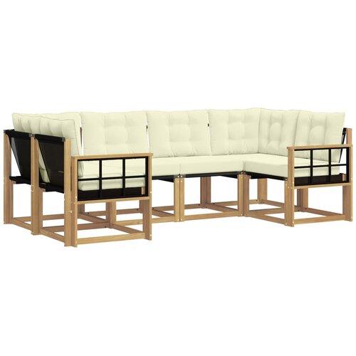 vidaXL Zunanja garnitura za sedenje z blazino 6 pcs Bela in krem, (5000272263) Cene