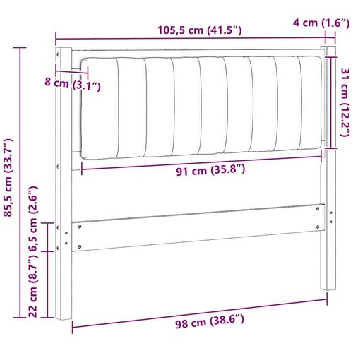 VidaXL tapecirani uzglavlje smeđa 100 cm masivni bor i tkanina Slike
