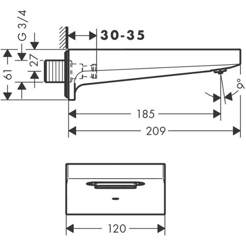 Hansgrohe 32543990 Metropol stenski izliv za kad ali umivalnik Cene