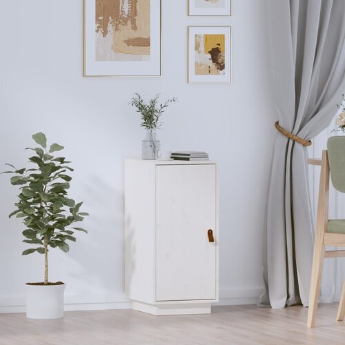 VidaXL Komoda bela 34x40x75 cm trdna borovina Slike