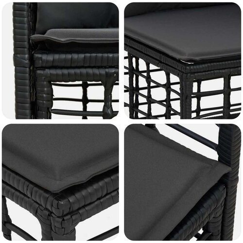  Set vanjskih sofa s jastukom 9 pcs Crna i tamno siva Poliester Slike