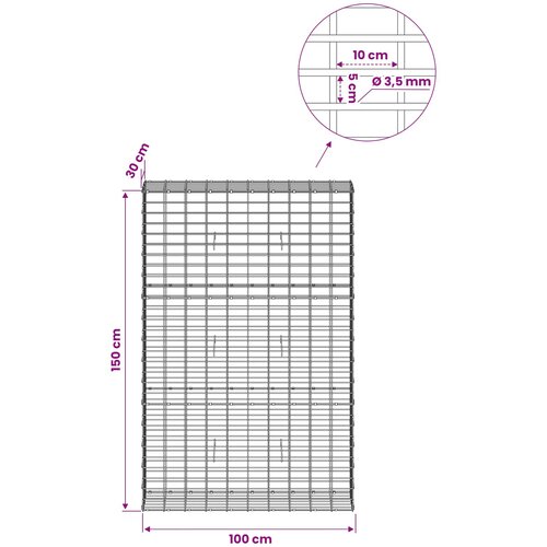  Gabion s žicom debljine 3,5 mm i mrežom 5x10 cm 100x30x150 cm Slike