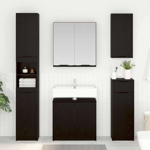  Set namje&amp;scaron;taja za kupaonicu 3 pcs Crni hrast Konstruirano drvo Slike