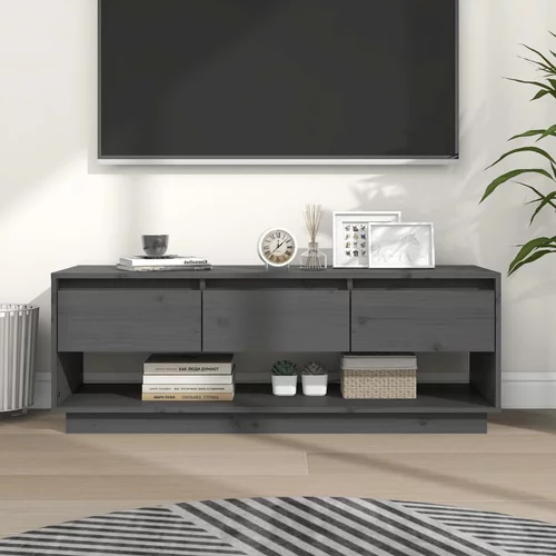 TV ormarić sivi 110,5 x 34 x 40 cm od masivne borovine