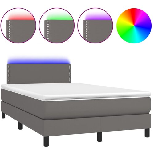 Maison Chic Box spring postelja - Vzmetna postelja z vzmetnico LED siva 120x200cm umetno usnje SL2908, (21905897) Cene