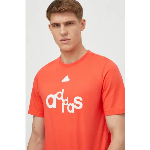 Adidas Pamučna majica za muškarce, boja: crvena, s tiskom