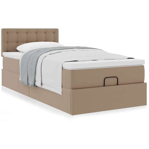 VidaXL okvir kreveta s madracem cappuccina 80x200 cm umjetna koža Slike