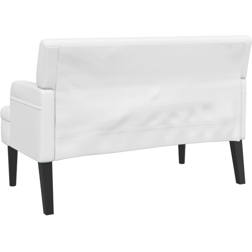  Klupa s naslonom bijela 112 x 65,5 x 75 cm od umjetne kože Slike