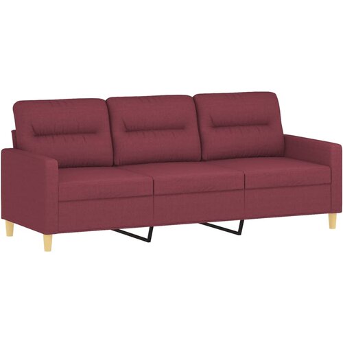  3-dijelni set sofa s jastucima crvena boja vina od tkanine Slike