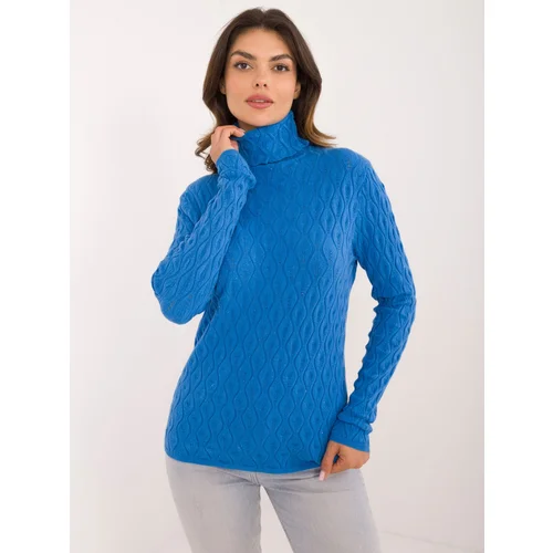 Fashion Hunters Blue women's turtleneck with shiny thread