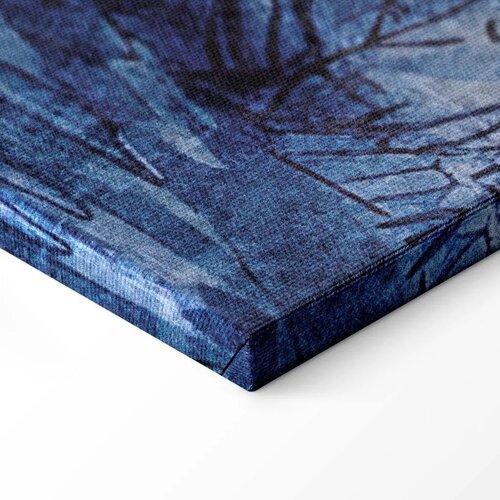  Slika - Blue Bay - Italian landscape of Lake Como painted with blue ink 120x80 Na talijanskom platnu Slike