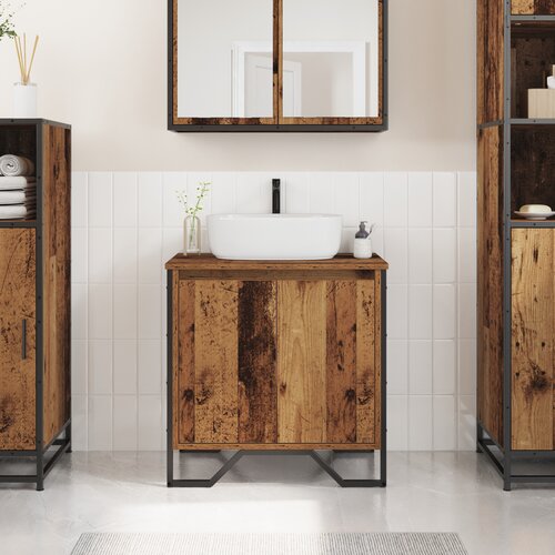 VidaXL Kopalni&amp;scaron;ka omarica Stara lesena 60x35x60 cm Lesena Slike
