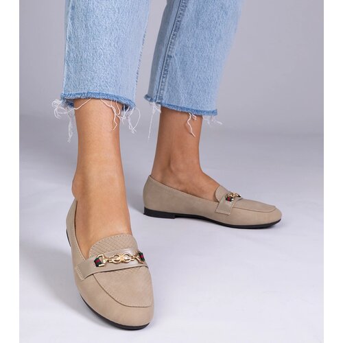 Gemre Brown matte-finish loafers with gold ornament Gloriasa Cijene