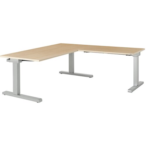 mauser Pisalna miza, s priključkom, ŠxG 1600 x 800 mm, kotni element na desni strani (širina 1000 mm), plošča imitacija javorja, ogrodje aluminijasto Cene
