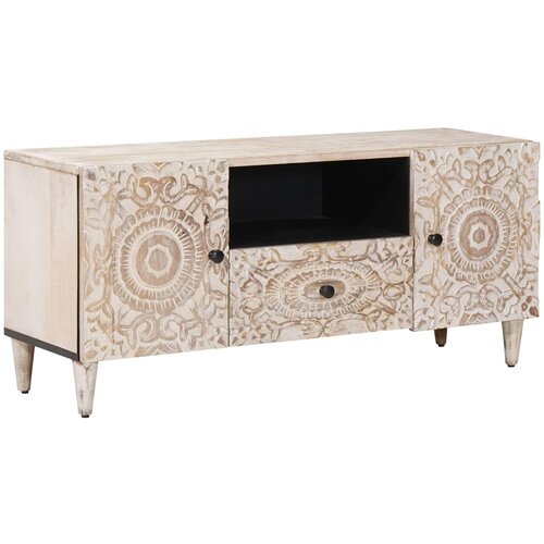 TV ormar s ladicama Bijelo 105 x 33,5 x 46 cm Čvrsto drvo manga Cijene